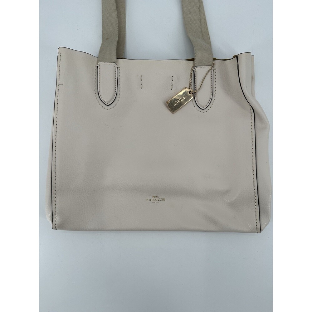 Authentic Coach Derby Chalk Cream Tote Shoulder Soft Pebbled Leather Bag #F58660 - Picture 2 of 11